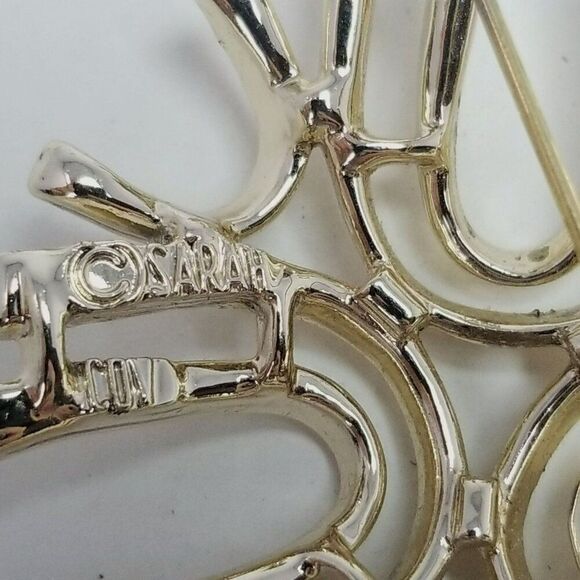 Vintage Sarah Coventry Retro Atomic Style Brooch, Pale Gold Tone Estate, Signed - Picture 4 of 7